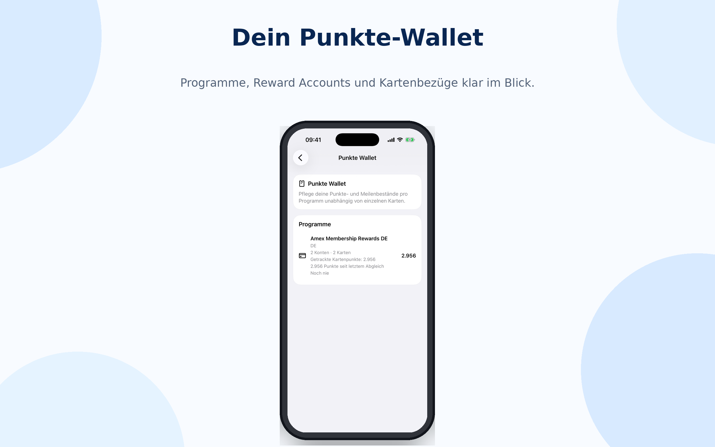 MileManager Punkte-Wallet mit Programmen und Accounts