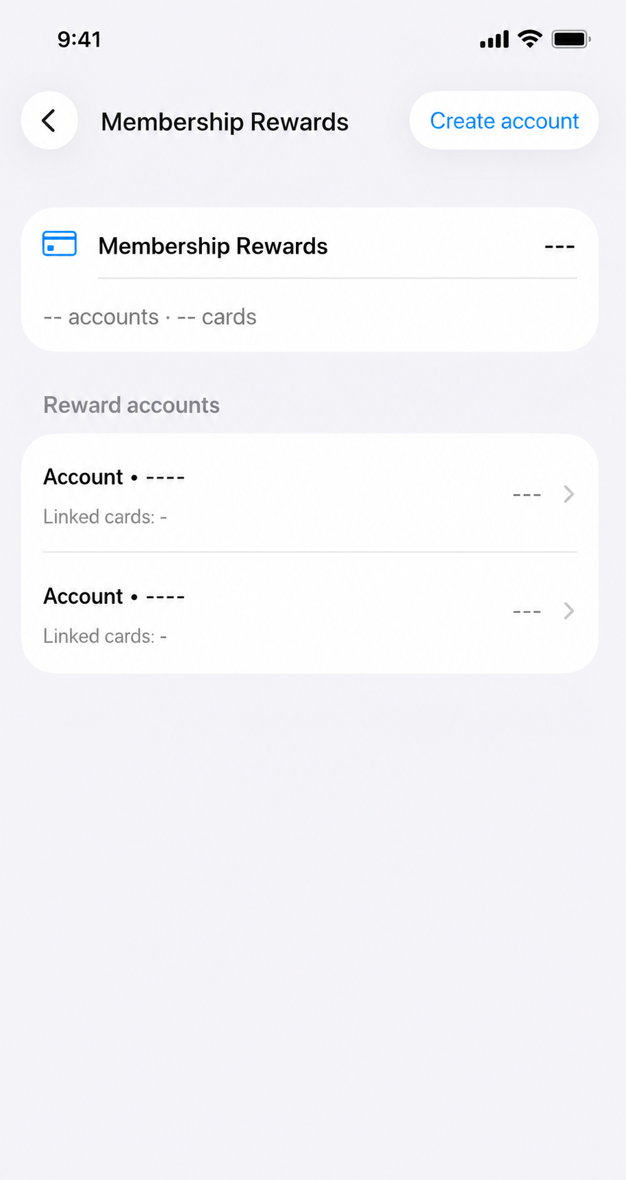 Scrollable MileManager points wallet screen